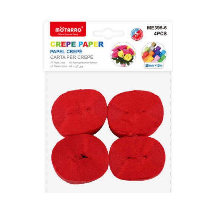 Crepe Streamer 3.5cm × 10m 4pcs Red