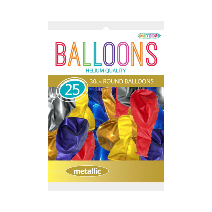 Assorted - 25 x 30cm (12") Metallic Balloons