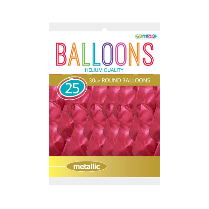 Pink - 25 x 30cm (12") Metallic Balloons