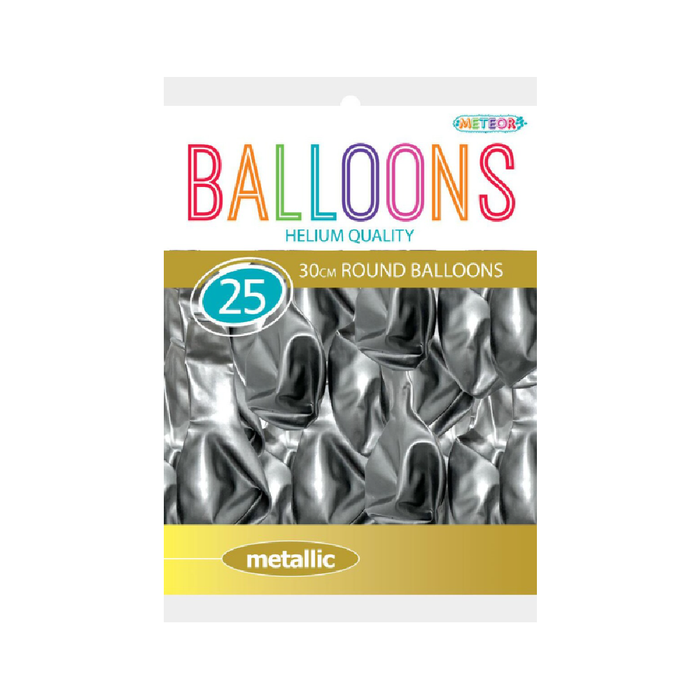 Silver- 25 x 30cm (12") Metallic Balloons