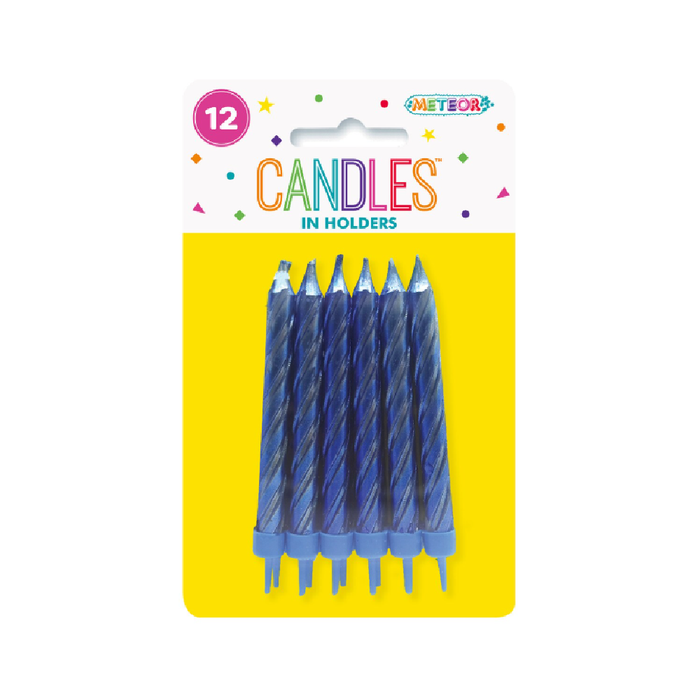 12 Metallic Candles Holders - Blue