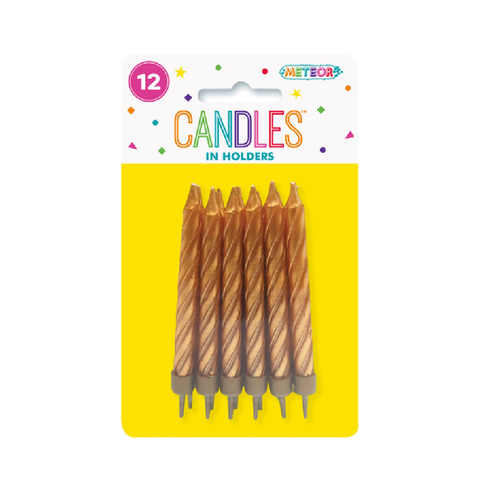 12 Metallic Candles Holders - Gold