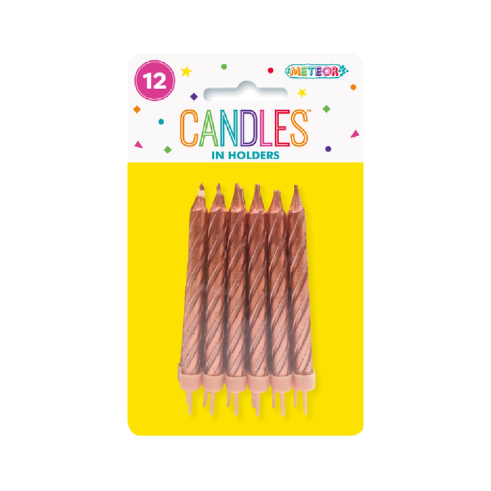 12 Metallic Candles Holders - Rose Gold