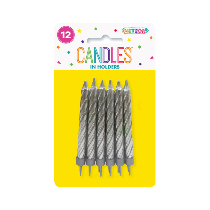 12 Metallic Candles Holders - Silver
