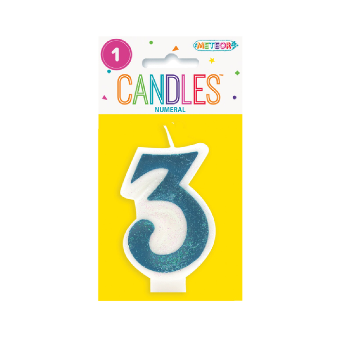 Numeral Candle 3 - Blue
