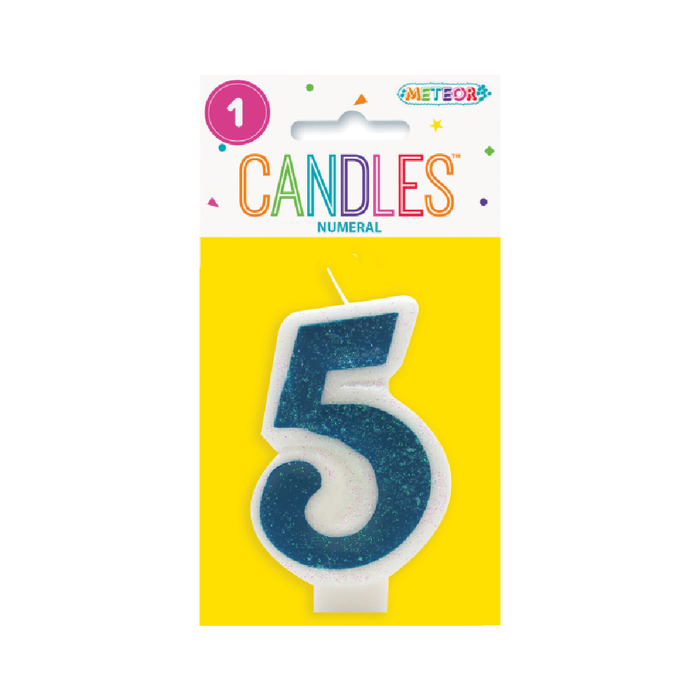 Numeral Candle 5 - Blue