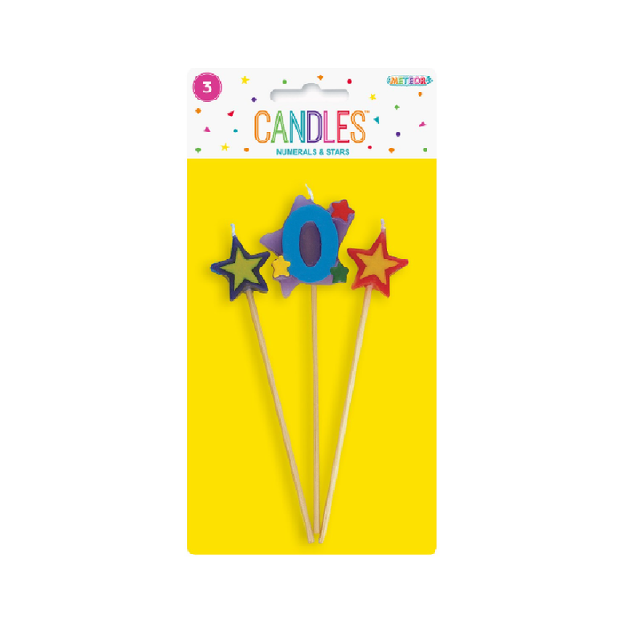 3 Piece Numeral Candle Set - 0 - Assorted