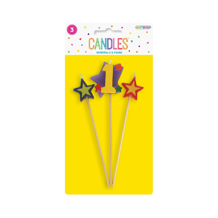 3 Piece Numeral Candle Set - 1 - Assorted