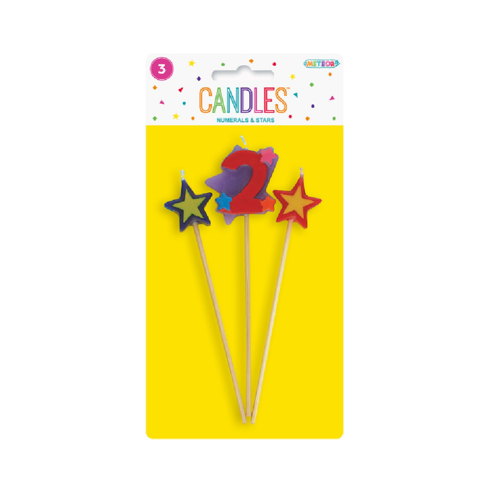 3 Piece Numeral Candle Set - 2 - Assorted
