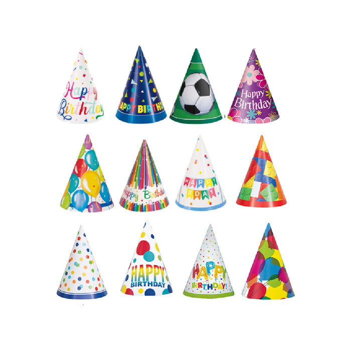 8 Party Hats - Assorted