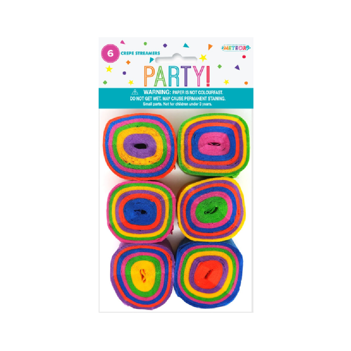 Crepe Streamers Rainbow 6 x 12m (40ft)