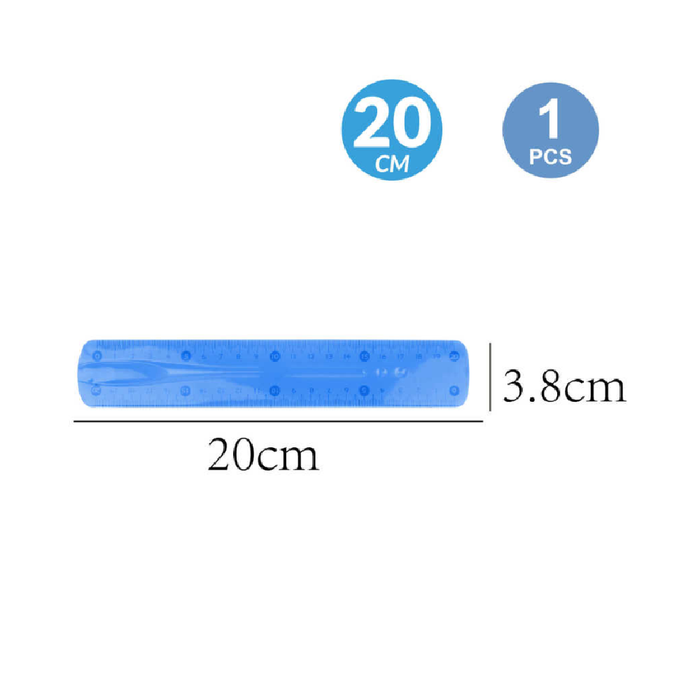 Plastic Ruler Assorted Colors 20cm