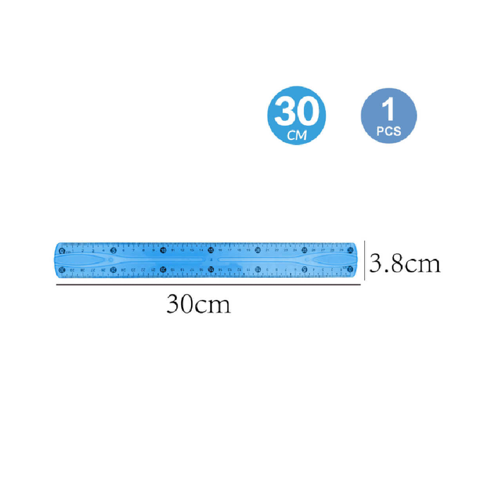 Plastic Ruler Assorted Colors 30cm