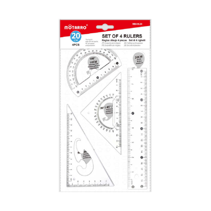 Ruler Set 4pcs 20cm (Geometry)