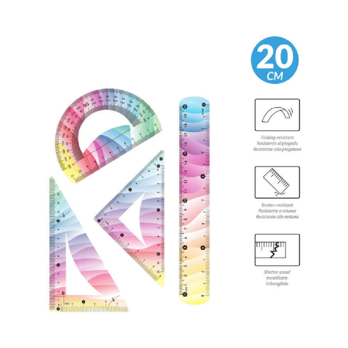 Set of 4 Soft Rulers 20cm