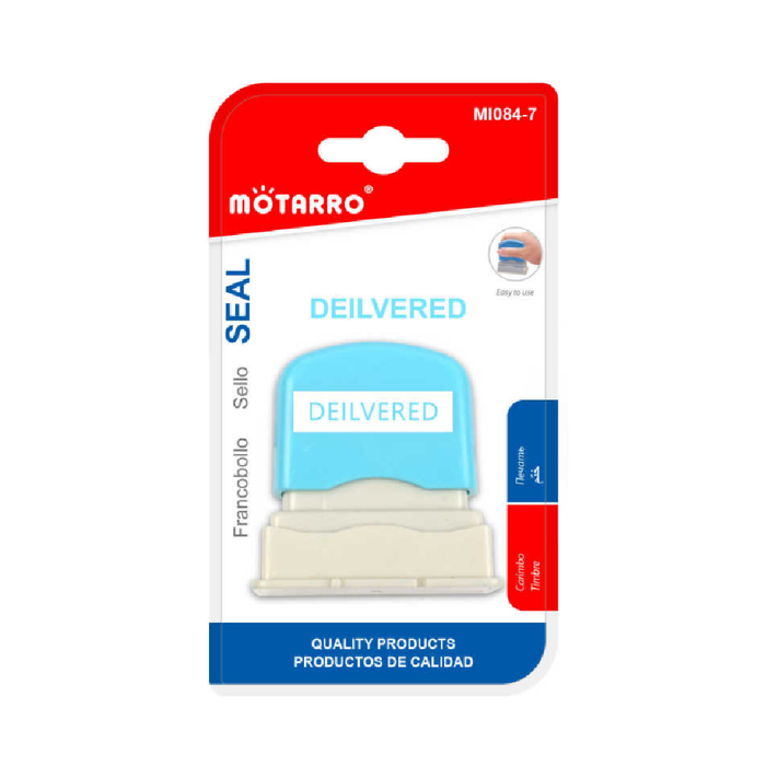 Pre-Inked Office Stamp DELIVERED Blue