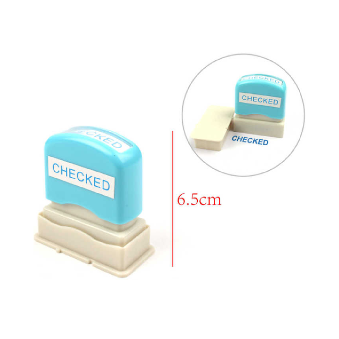 Pre-Inked Office Stamp Blue CHECKED Blue