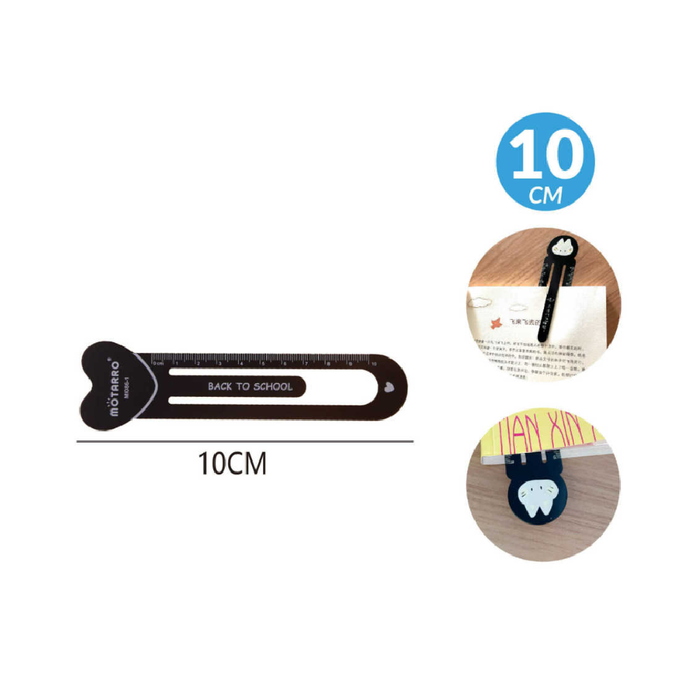 Bookmarks Alumimun Ruler Heart Black/Silver 10cm