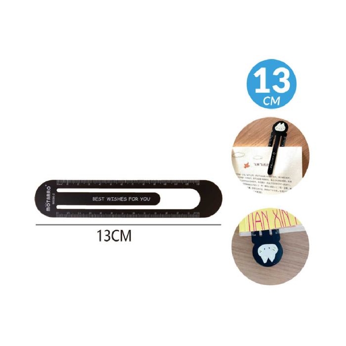 Bookmarks Alumimun Ruler Cicle Black/Silver 13cm