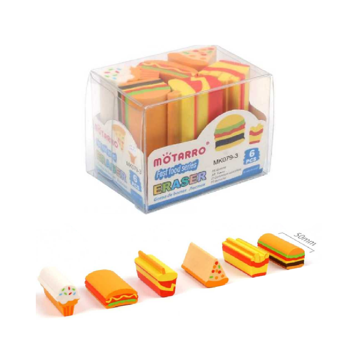Fancy Eraser Set 6pcs Burger