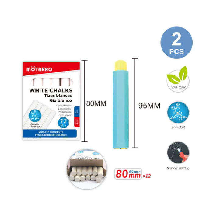 Chalks & Leads with Holder White 12pcs