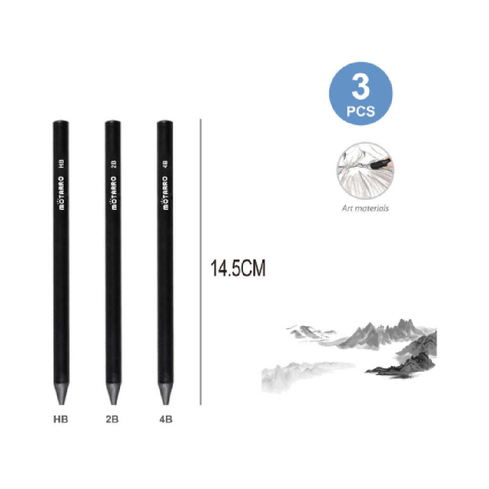 Graphite Pencils Assorted 3pcs