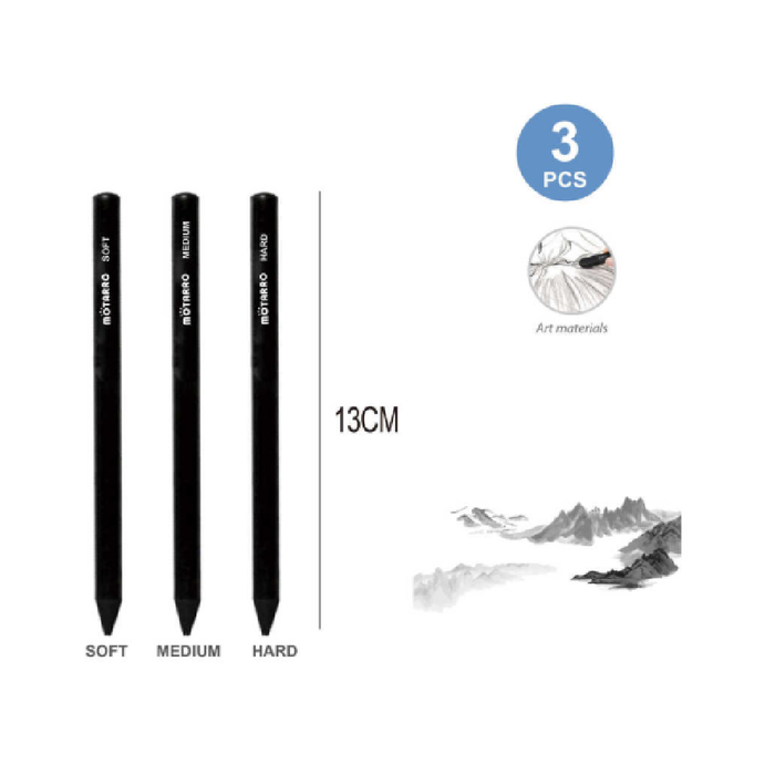 Charcoal Pencils Assorted 3pcs