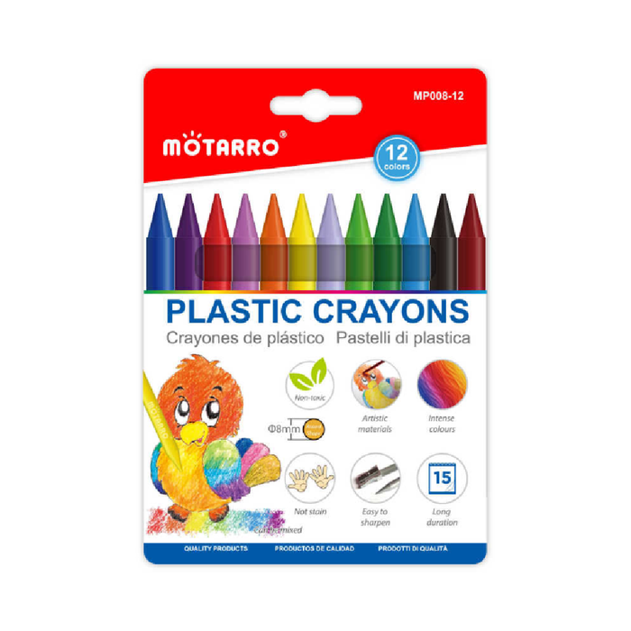 Plastic Crayons Assorted 12pcs