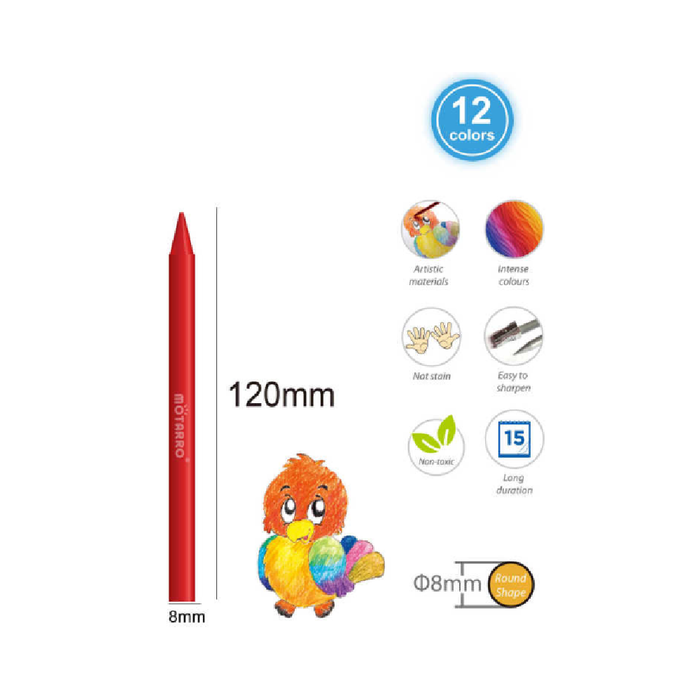 Plastic Crayons Assorted 12pcs
