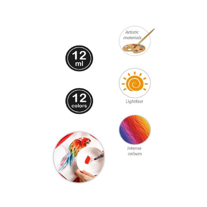 Set of 12 Watercolor Paint 12ml