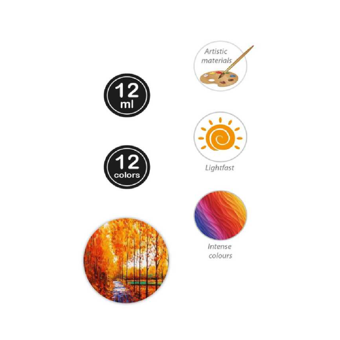 Set of 12 Oil Color Paint 12ml