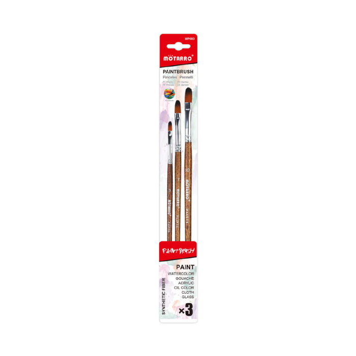 Set of 3 Paint Brush Nature Color Filbert No.3/7/10