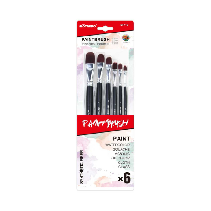 Filbert Set of 6 Paint Brush Black No.2/4/6/8/10/12