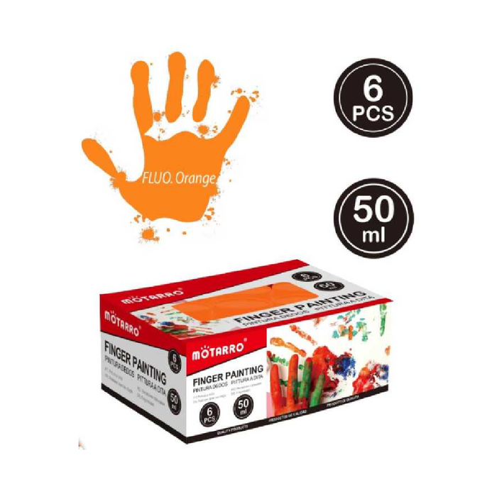 Washable Fingerpaint 50ml 6pcs Fluoro Orange