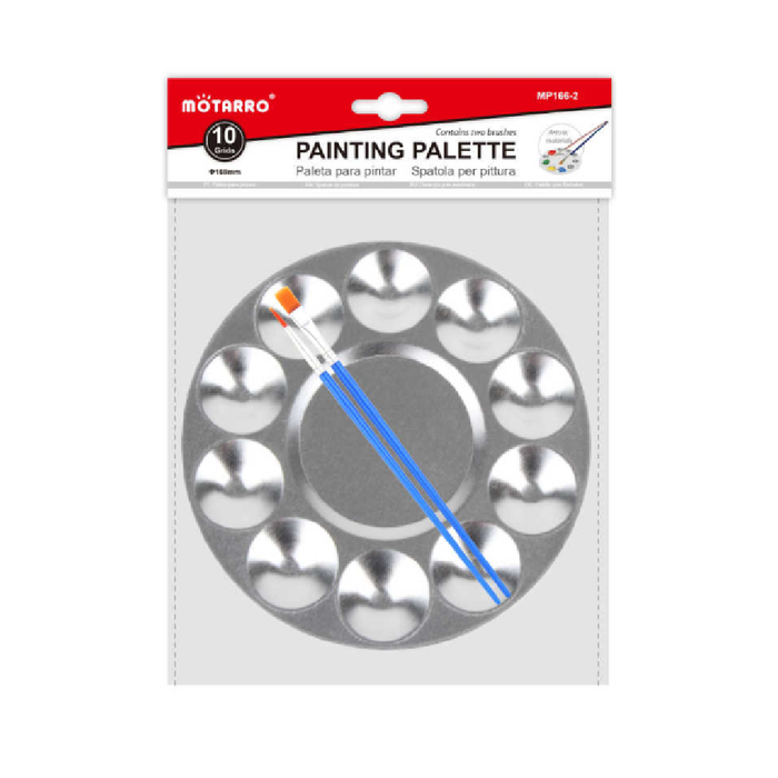 10-Grids Painting Palette with 2 Brushes