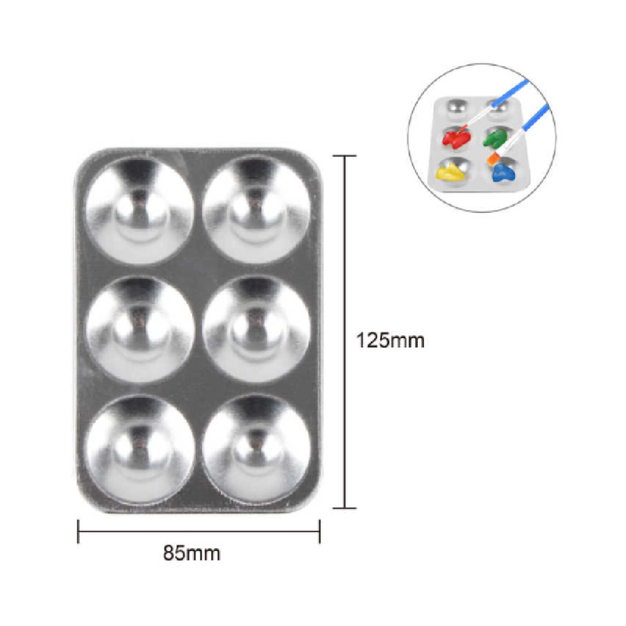 6-Grids Painting Palette with 2 Brushes