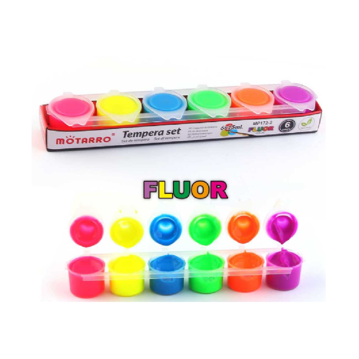 Tempera Set of 6 Fluorescent 15ml