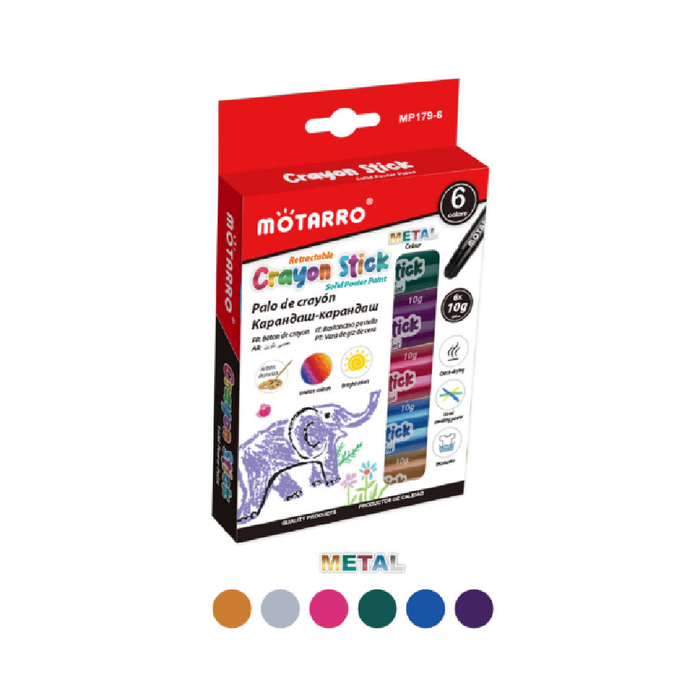 Crayon Sticks Set of 6 10g Metalic
