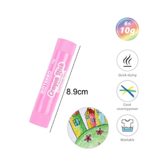 Crayon Sticks Set of 6 10g Pastel