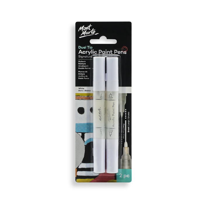 Signature Dual Tip Acrylic Paint Pens White 2pcs