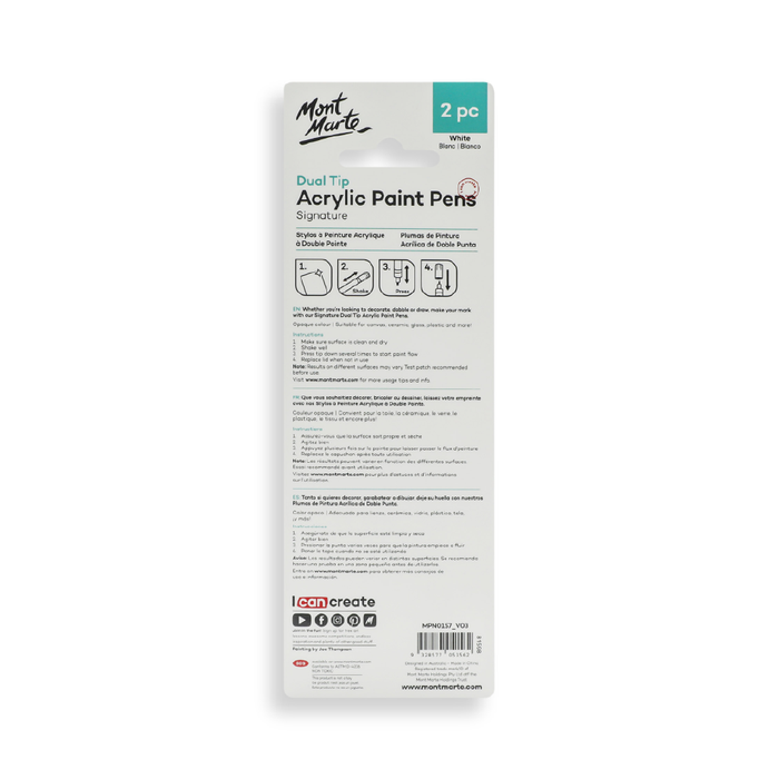Signature Dual Tip Acrylic Paint Pens White 2pcs