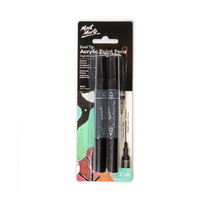 Signature Dual Tip Acrylic Paint Pens Black 2pcs