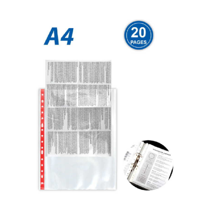 A4 Sheet Protector Red Color Spine 20pcs