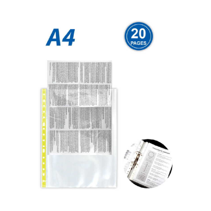 A4 Sheet Protector Yellow Color Spine 20pcs