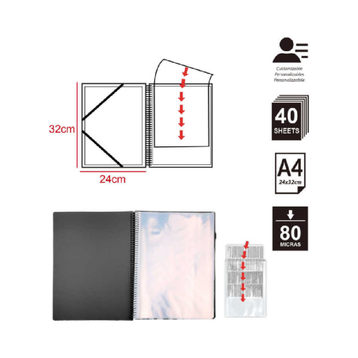 A4 Display Book 40 Pockets Black