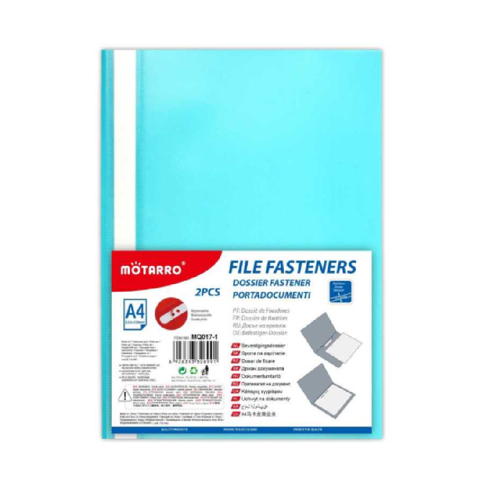 A4 Lateral File with File Fastener Blue 2pcs