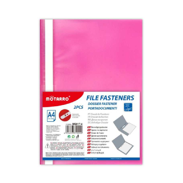 A4 Lateral File with File Fastener Pink 2pcs