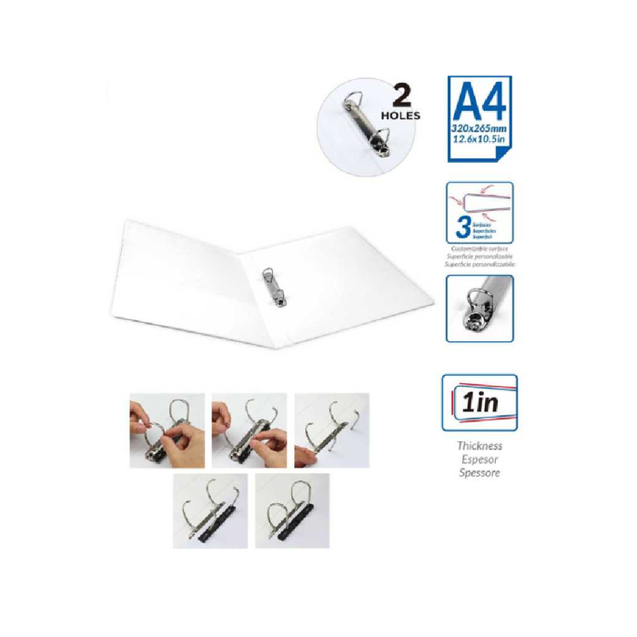 A4 2D-Ring Insert Binder 1 in White