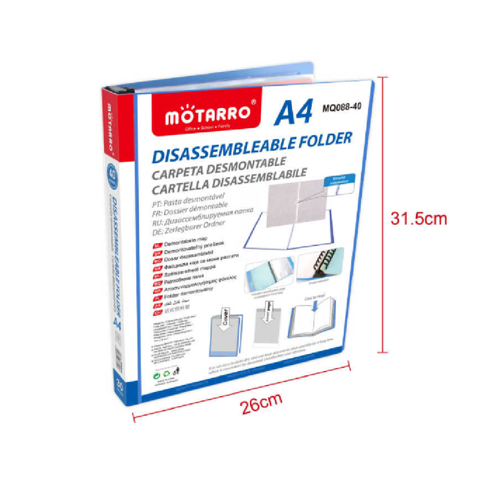 A4 Refillable Display Book 40 Sheets Blue