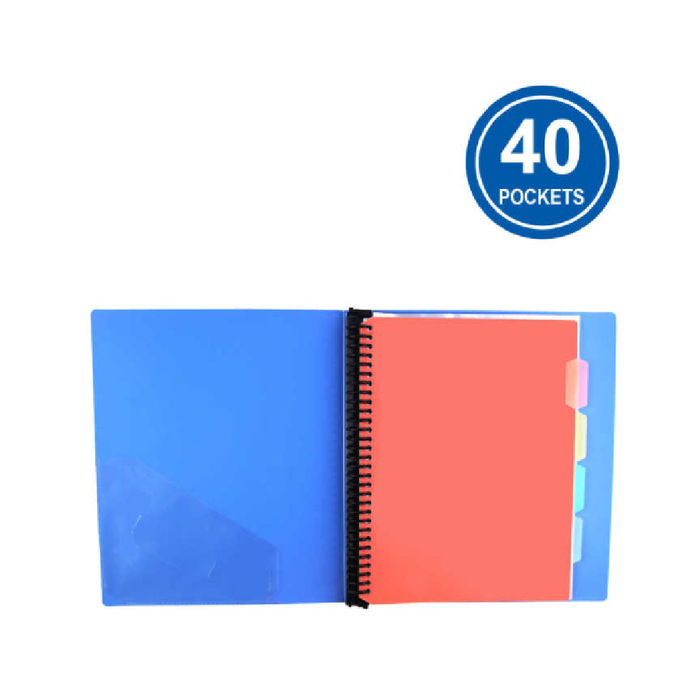 A4 Refillable Display Book 40 Sheets Blue